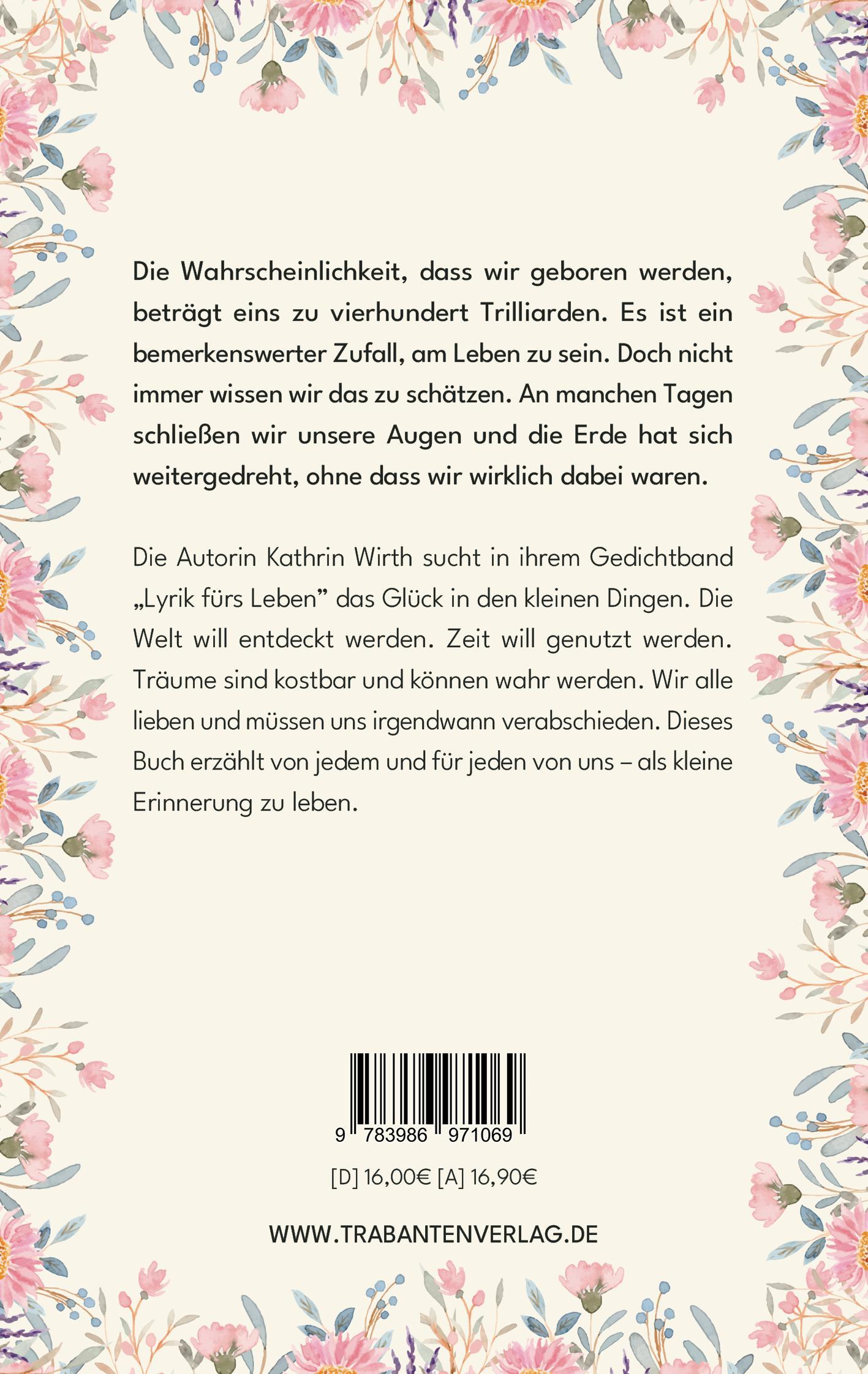 Rückseite: 9783986971069 | Lyrik fürs Leben | Kathrin Wirth | Taschenbuch | Paperback | Deutsch