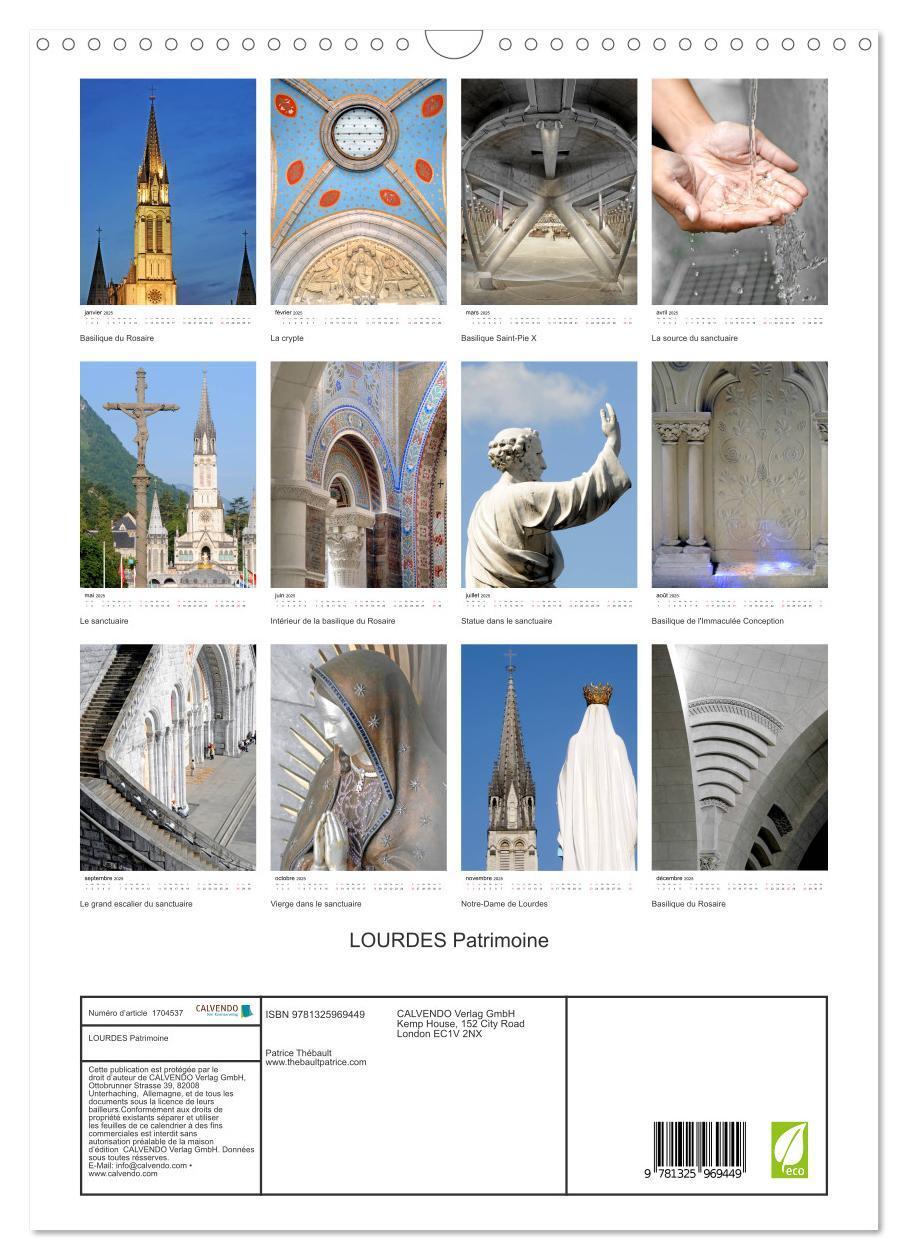 Bild: 9781325969449 | LOURDES Patrimoine (Calendrier mural 2025 DIN A3 horizontal),...