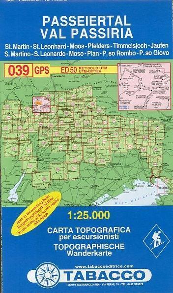 Cover: 9788883150395 | Tabacco Wandern 1 : 25 000 Passeiertal / Val Passiria | (Land-)Karte