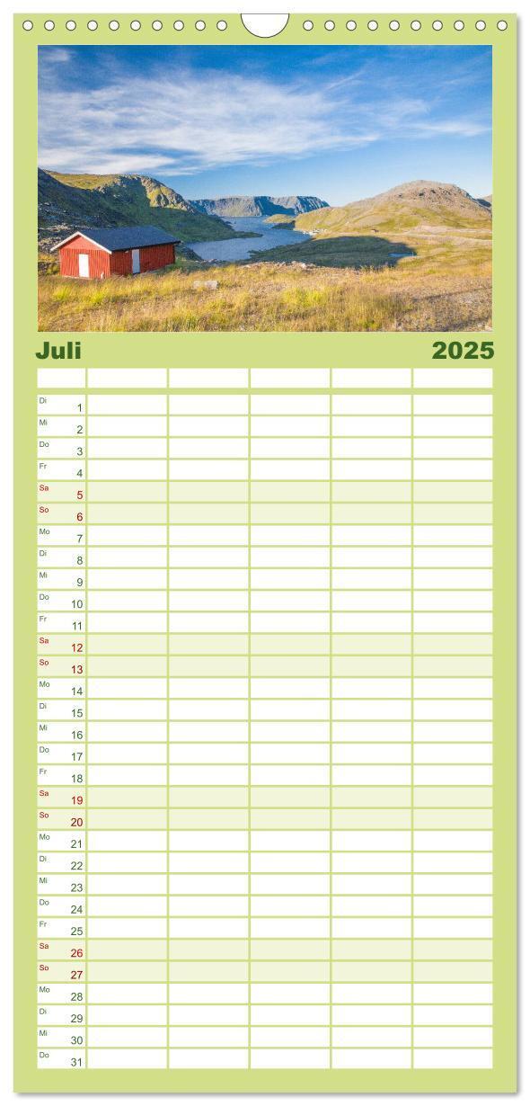 Bild: 9783457115435 | Familienplaner 2025 - Norwegen mit 5 Spalten (Wandkalender, 21 x 45...