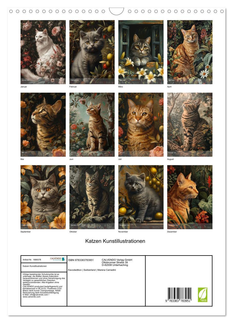 Bild: 9783383783951 | Katzen Kunstillustrationen (Wandkalender 2025 DIN A3 hoch),...