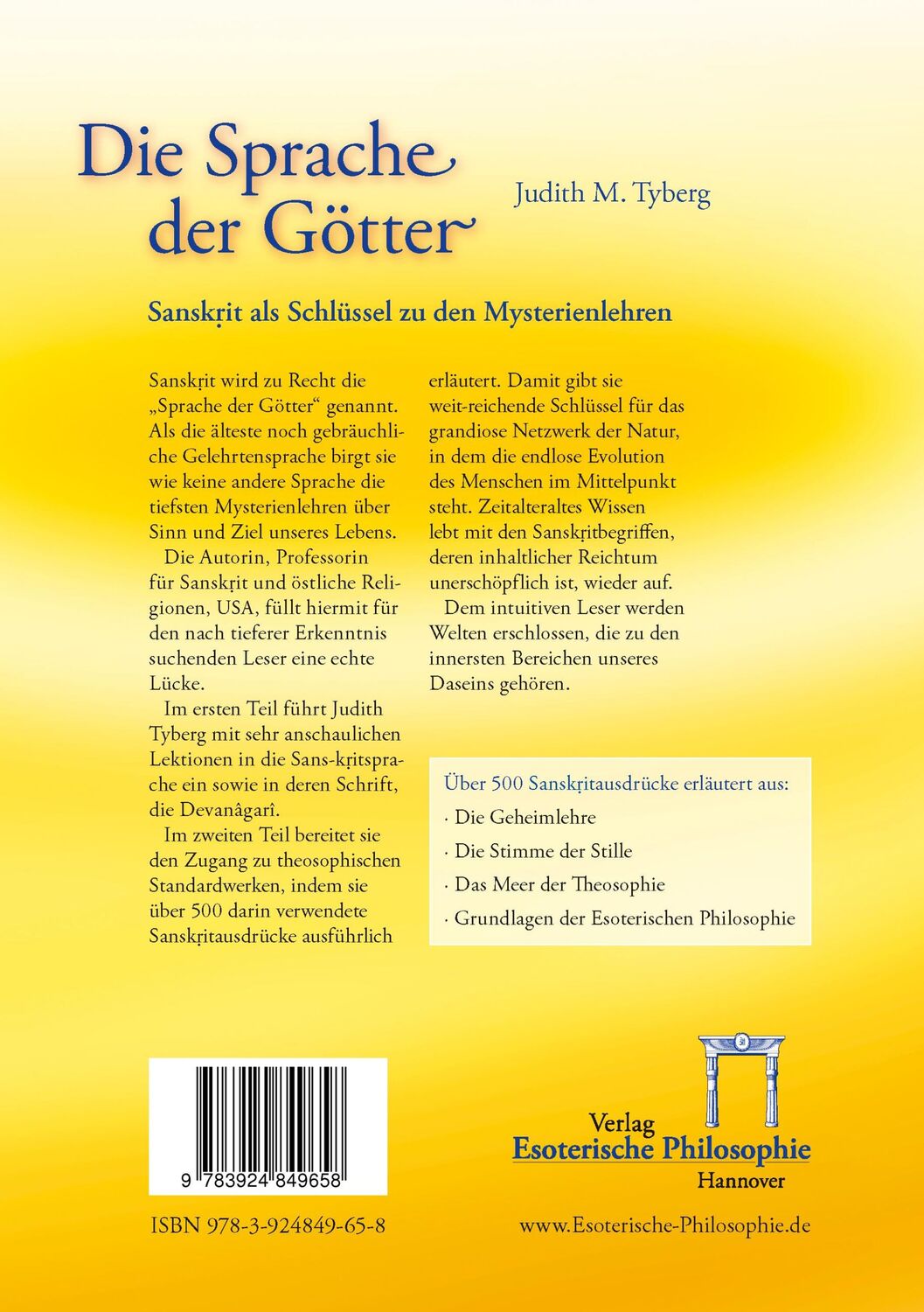 Rückseite: 9783924849658 | Die Sprache der Götter | Sanskrit als Schlüssel zu den Mysterienlehren