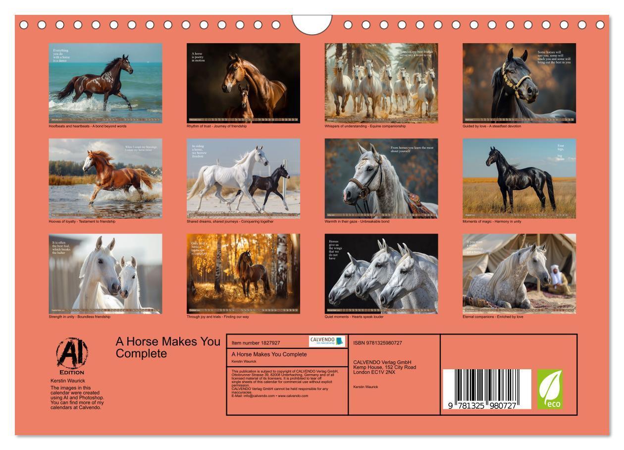 Bild: 9781325980727 | A Horse Makes You Complete (Wall Calendar 2025 DIN A4 landscape),...