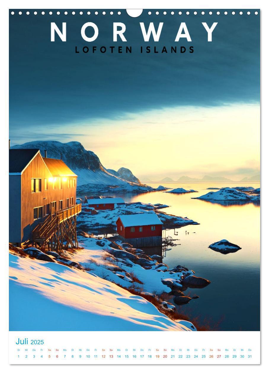 Bild: 9783435885428 | Lofoten - Old School Poster Style (Wandkalender 2025 DIN A3 hoch),...