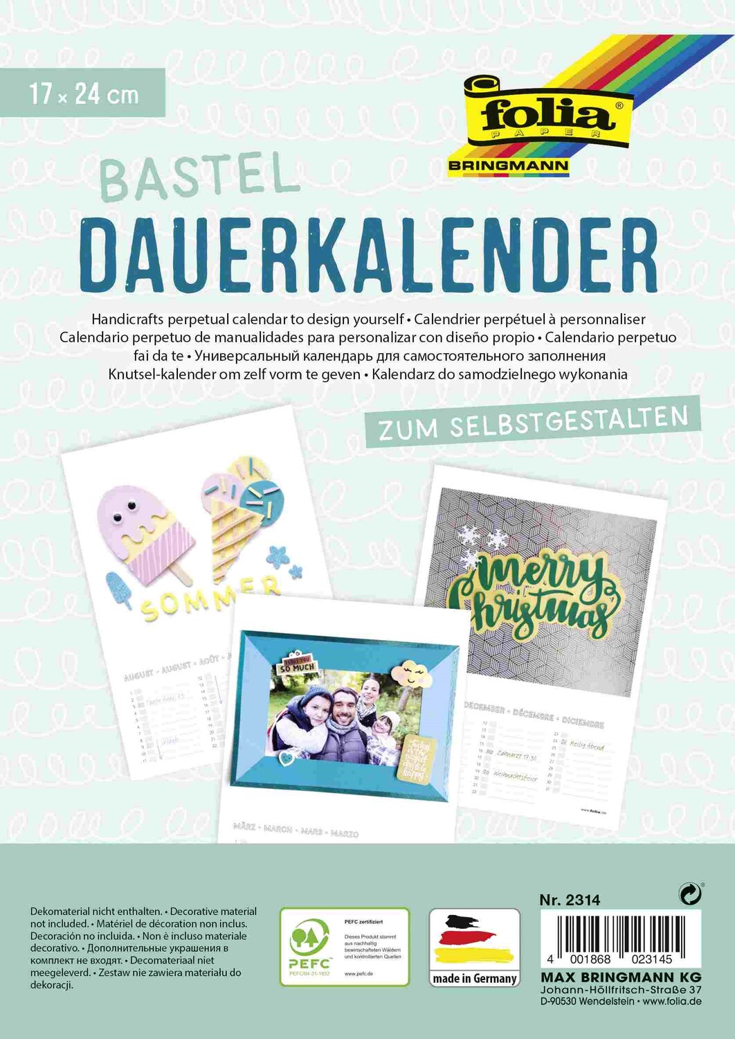 Cover: 4001868023145 | Folia Dauerkalender mit Spiralbindung 220g/m², 17x24cm, Papier...