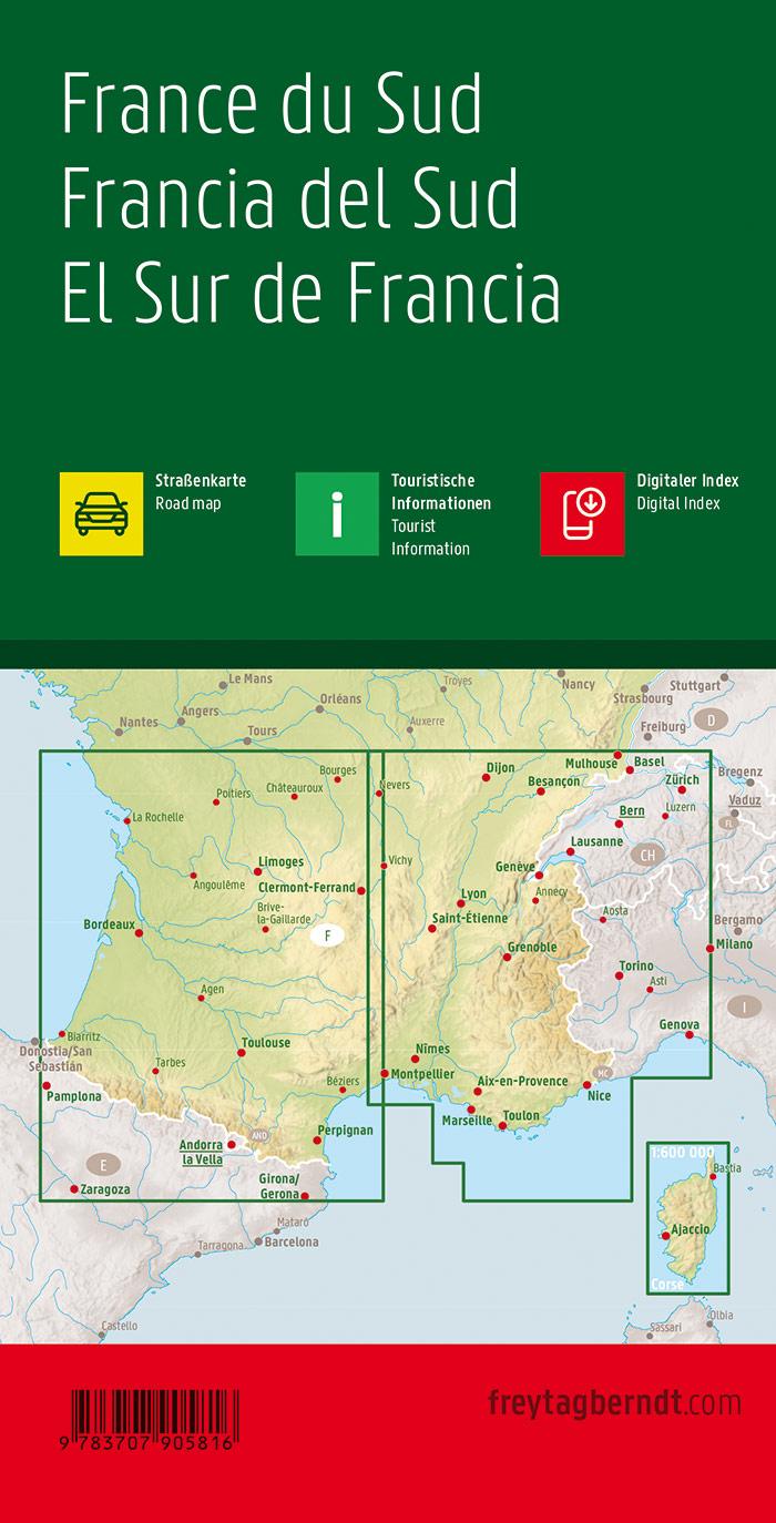 Rückseite: 9783707905816 | Frankreich Süd / France South 1 : 500 000. Autokarte, Straßenkarte