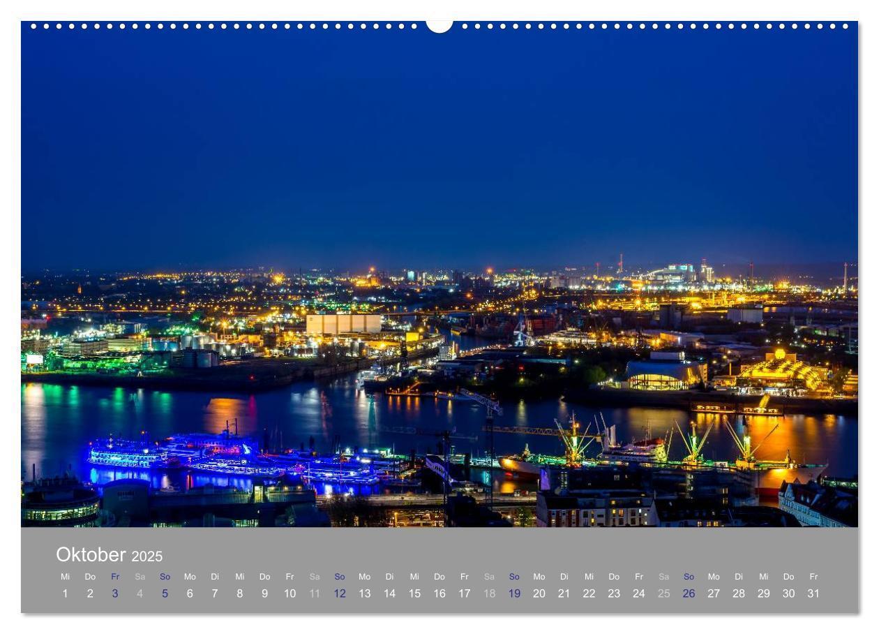 Bild: 9783435662036 | Hamburger Hafen - Im Zauber der Nacht (Wandkalender 2025 DIN A2...