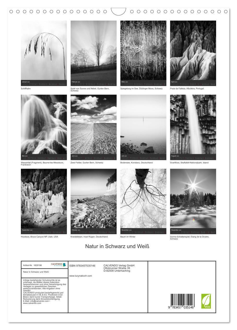 Bild: 9783457035146 | Natur in Schwarz und Weiß (Wandkalender 2025 DIN A3 hoch), CALVENDO...