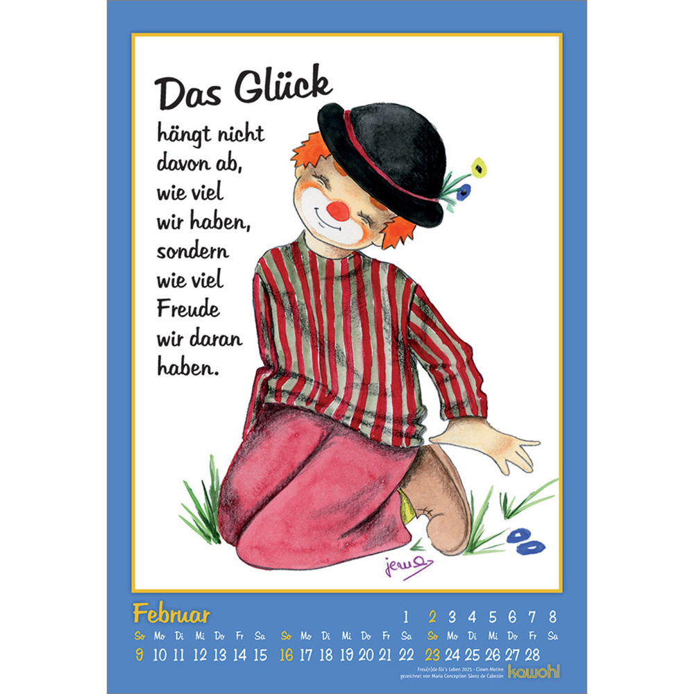 Bild: 9783754844557 | Freu(n)de für's Leben 2025 | Wandkalender mit Clown-Motiven | Bosmans