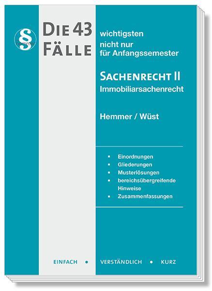 Cover: 9783968381985 | Die 43 wichtigsten Fälle Sachenrecht II - Immobiliarsachenrecht | Buch