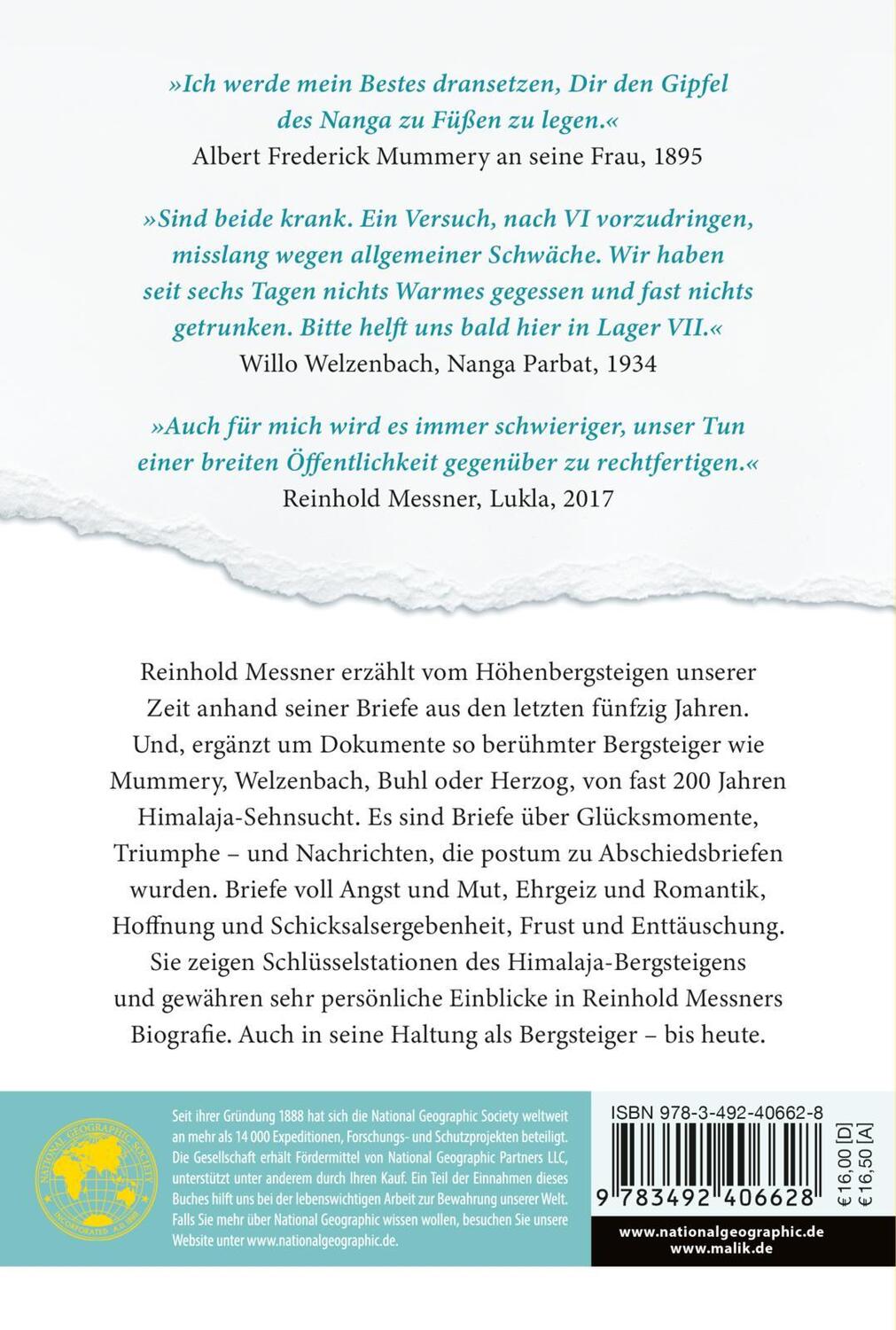 Rückseite: 9783492406628 | 'Gehe ich nicht, gehe ich kaputt.' Briefe aus dem Himalaja | Messner