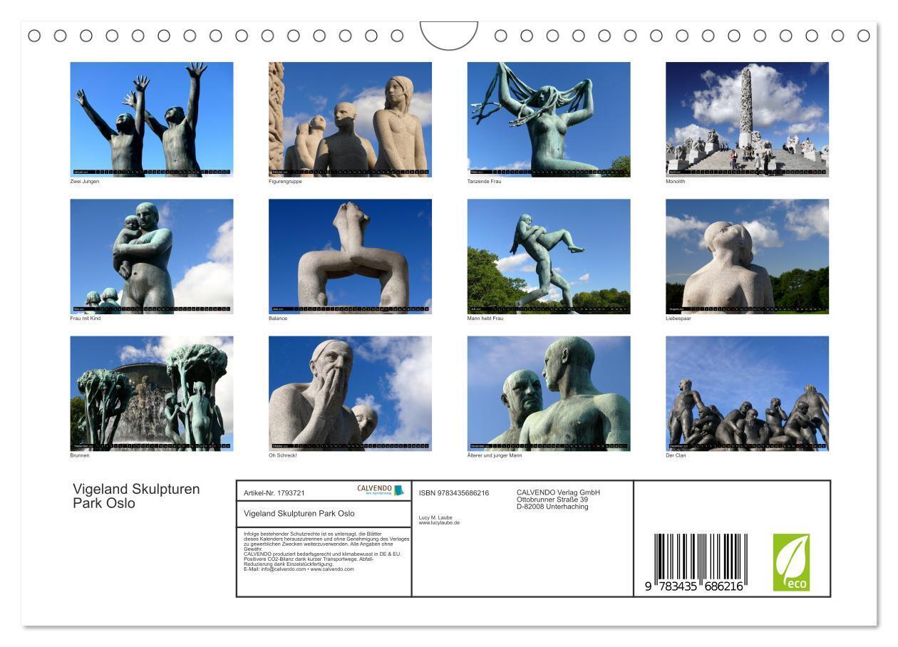 Bild: 9783435686216 | Vigeland Skulpturen Park Oslo (Wandkalender 2025 DIN A4 quer),...