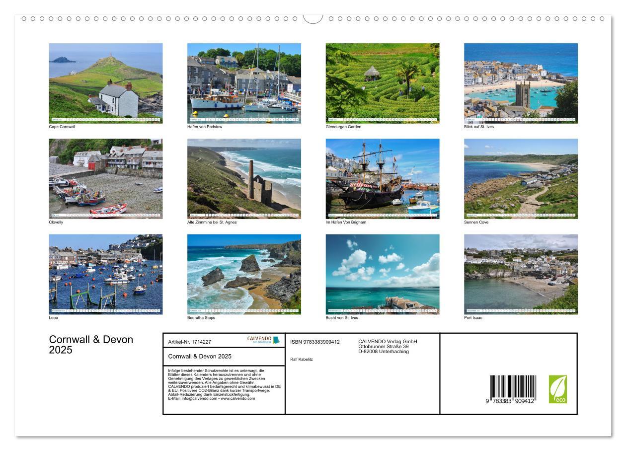 Bild: 9783383909412 | Cornwall &amp; Devon 2025 (hochwertiger Premium Wandkalender 2025 DIN...