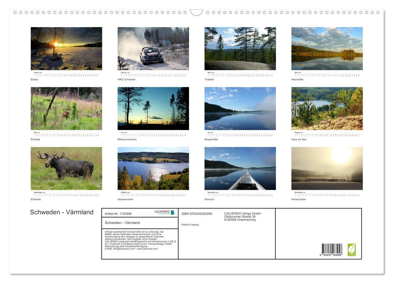 Bild: 9783435283958 | Schweden - Värmland (Wandkalender 2025 DIN A2 quer), CALVENDO...