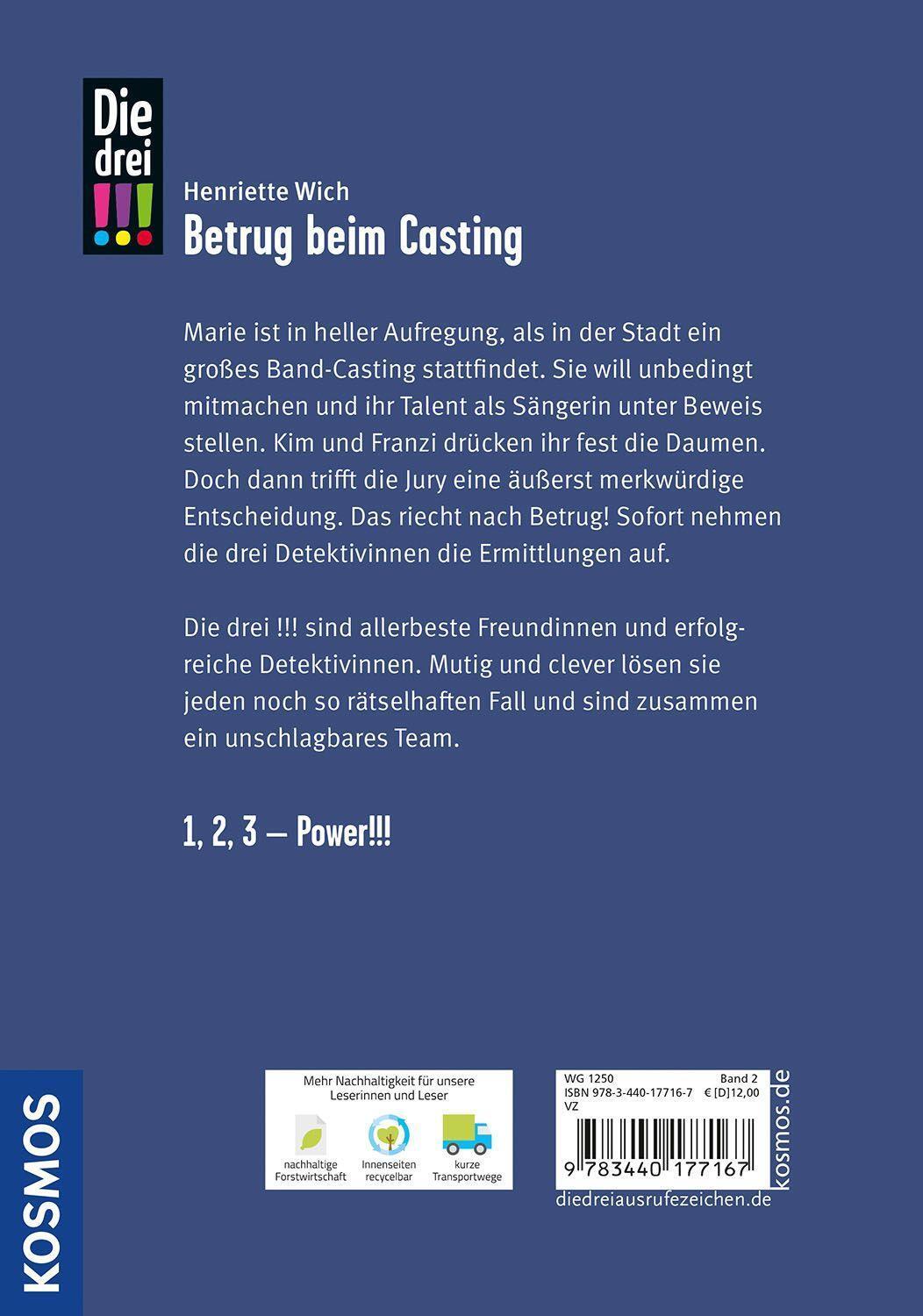 Bild: 9783440177167 | Die drei !!!, 02, Betrug beim Casting (drei Ausrufezeichen) | Wich