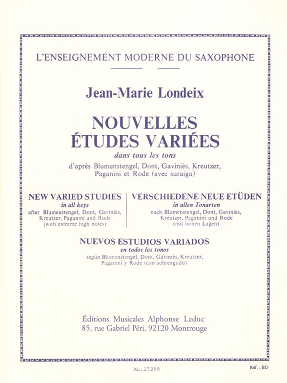 Cover: 9790046272097 | Nouvelles études variées dans tous les tons pour saxophone | Londeix