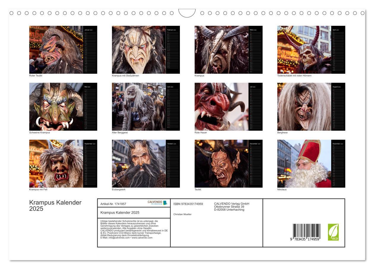 Bild: 9783435174959 | Krampus Kalender 2025 (Wandkalender 2025 DIN A3 quer), CALVENDO...