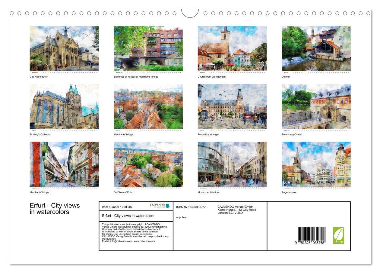 Bild: 9781325935758 | Erfurt - City views in watercolors (Wall Calendar 2025 DIN A3...