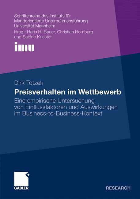 Cover: 9783834929051 | Preisverhalten im Wettbewerb | Dirk Totzek | Taschenbuch | Paperback