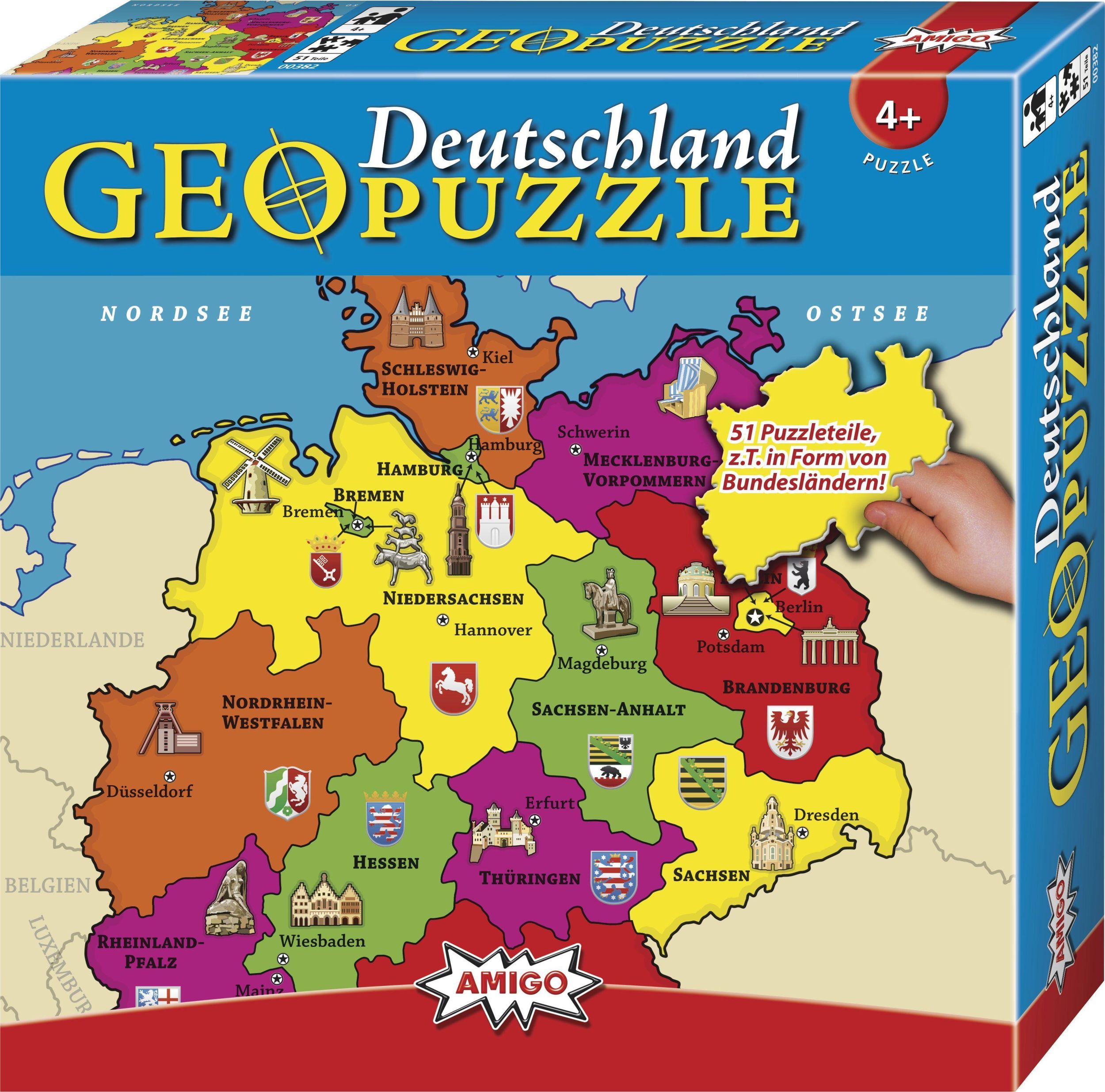 Bild: 4007396003826 | Geo Puzzle - Deutschland. 51 Teile | Spiel | 00382 | Deutsch | 2010