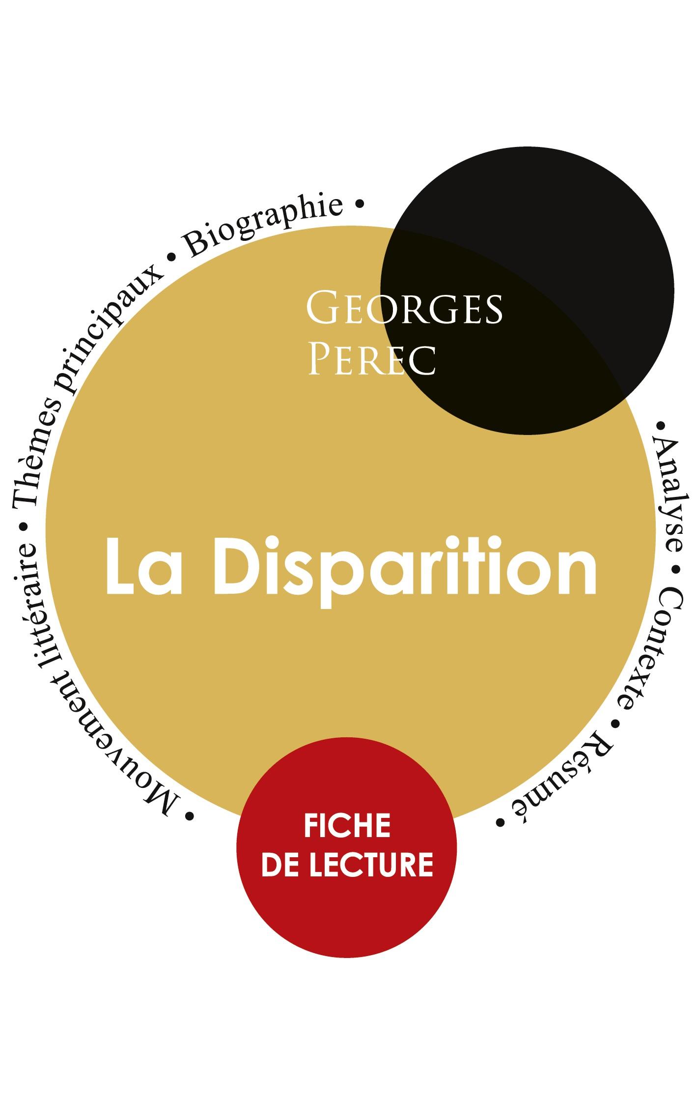 Cover: 9782759312733 | Fiche de lecture La Disparition (Étude intégrale) | Georges Perec