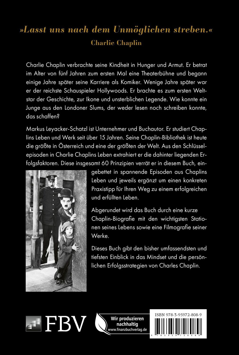 Rückseite: 9783959728089 | Charlie Chaplin | Markus Leyacker-Schatzl | Buch | 244 S. | Deutsch