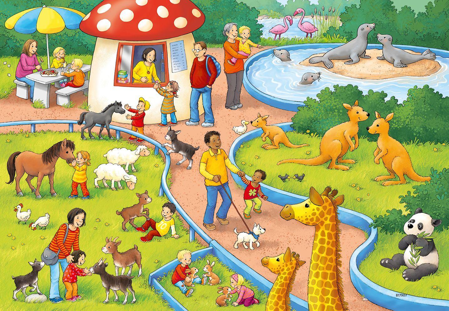 Bild: 4005556078134 | Ein Tag im Zoo. Kinderpuzzle 2 x 24 Teile | Spiel | 07813 | Deutsch