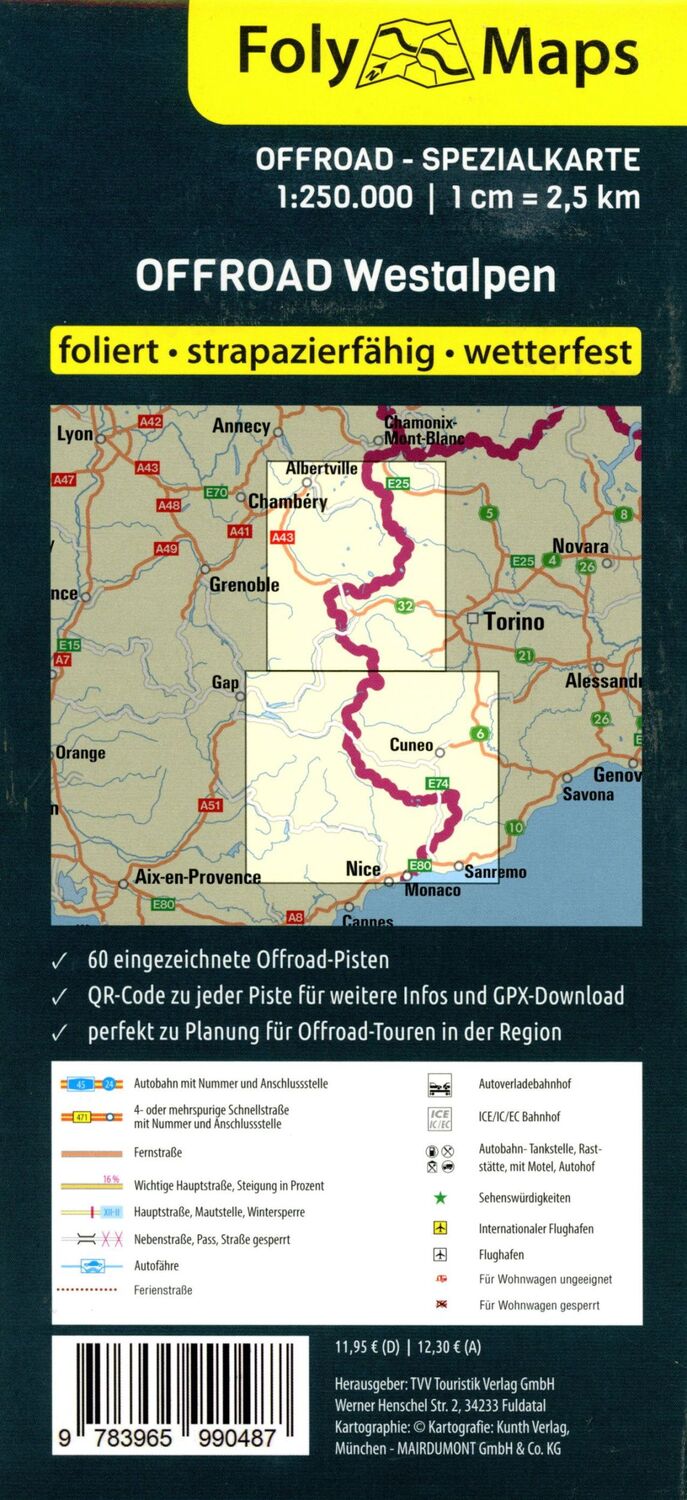Bild: 9783965990487 | FolyMaps OFFROAD Westalpen 1:250 000 | GmbH (u. a.) | (Land-)Karte