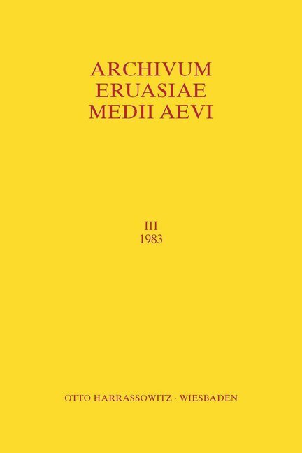 Cover: 9783447085168 | Archivum Eurasiae Medii Aevi III 1983 | Peter B Golden (u. a.) | Buch