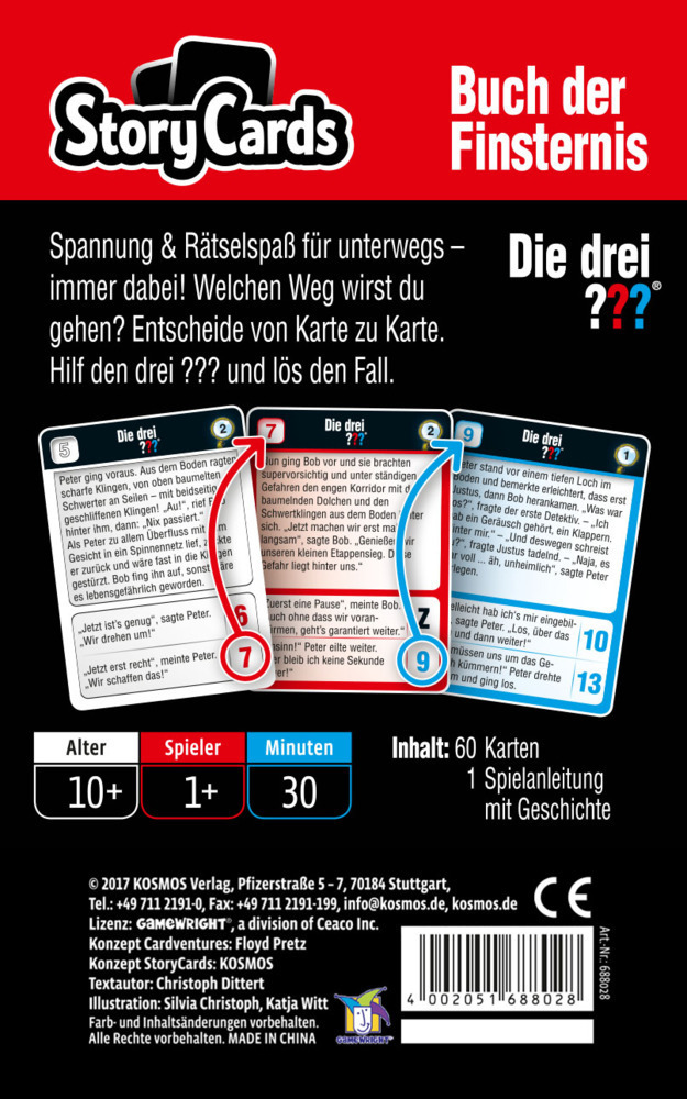 Bild: 4002051688028 | Die drei ??? Storycards - Buch der Finsternis (Kinderspiel) | Dittert