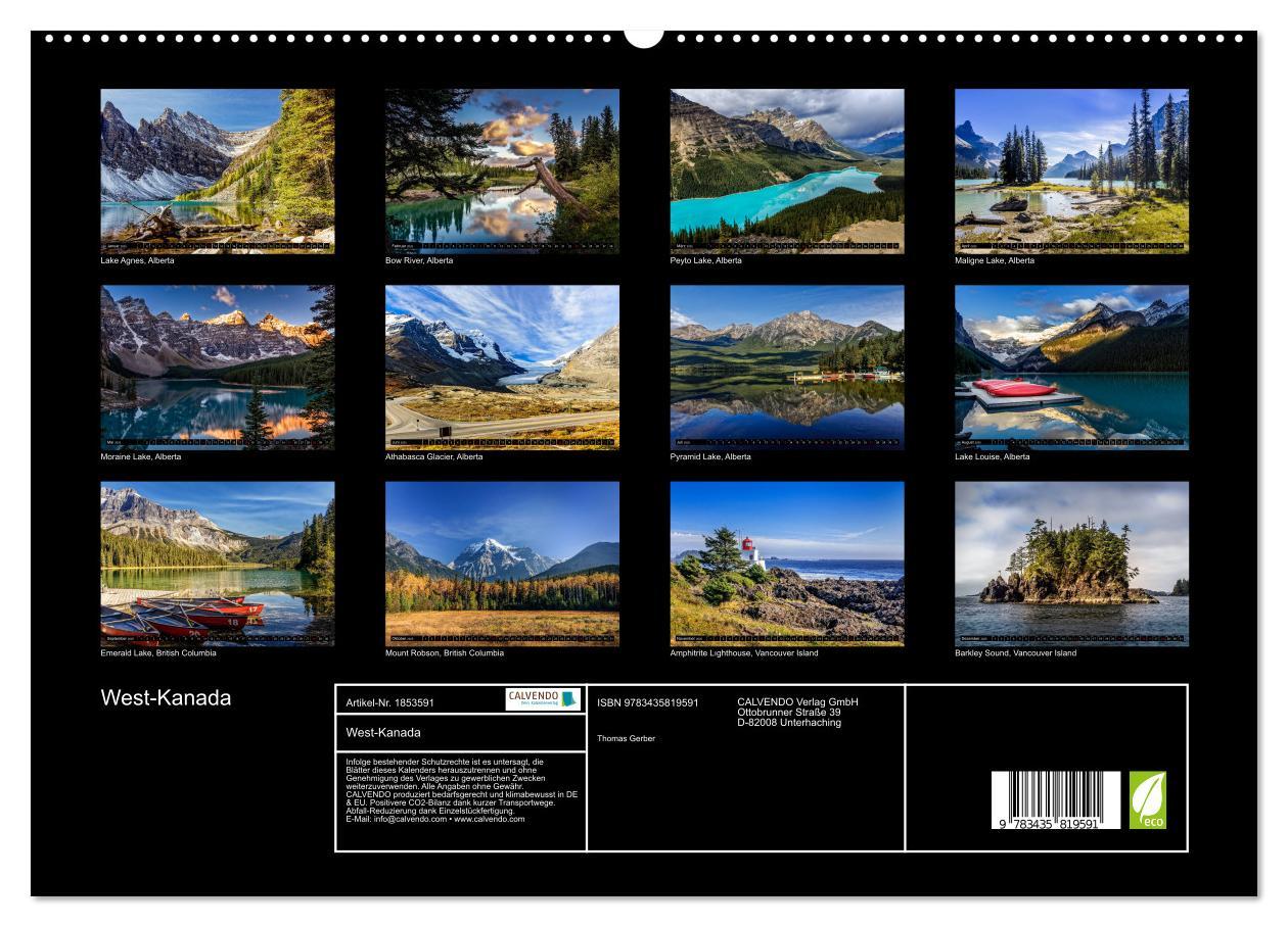 Bild: 9783435819591 | West-Kanada (hochwertiger Premium Wandkalender 2025 DIN A2 quer),...