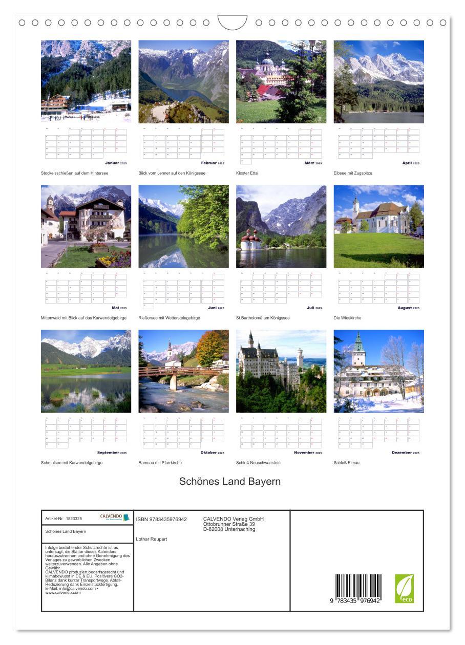 Bild: 9783435976942 | Schönes Land Bayern (Wandkalender 2025 DIN A3 hoch), CALVENDO...