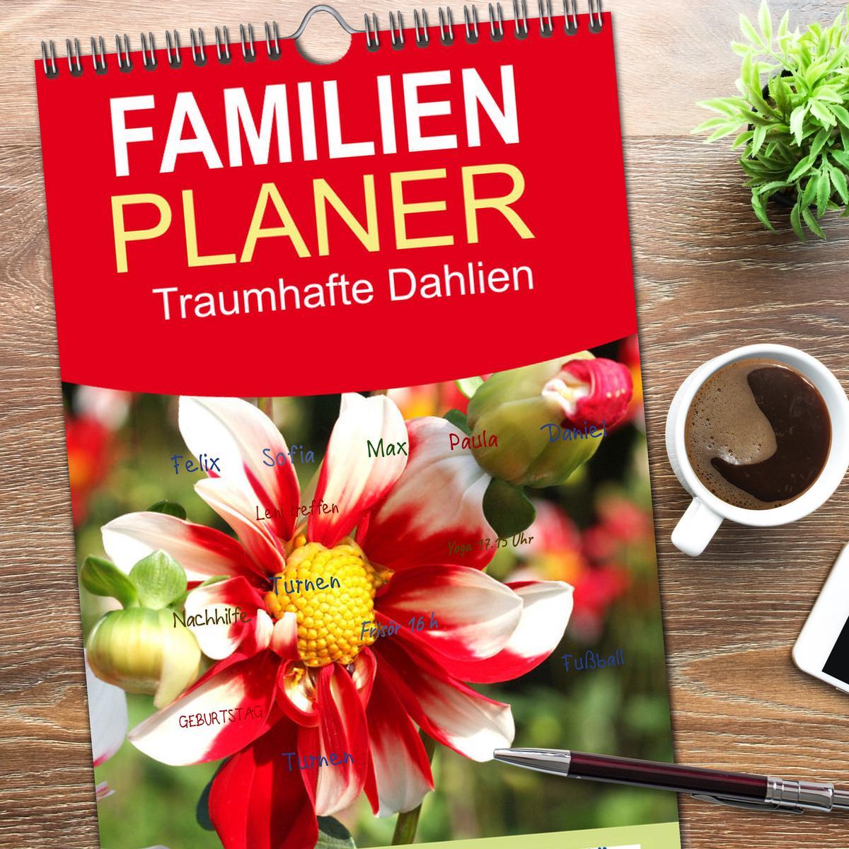 Bild: 9783457103395 | Familienplaner 2025 - Traumhafte Dahlien mit 5 Spalten...