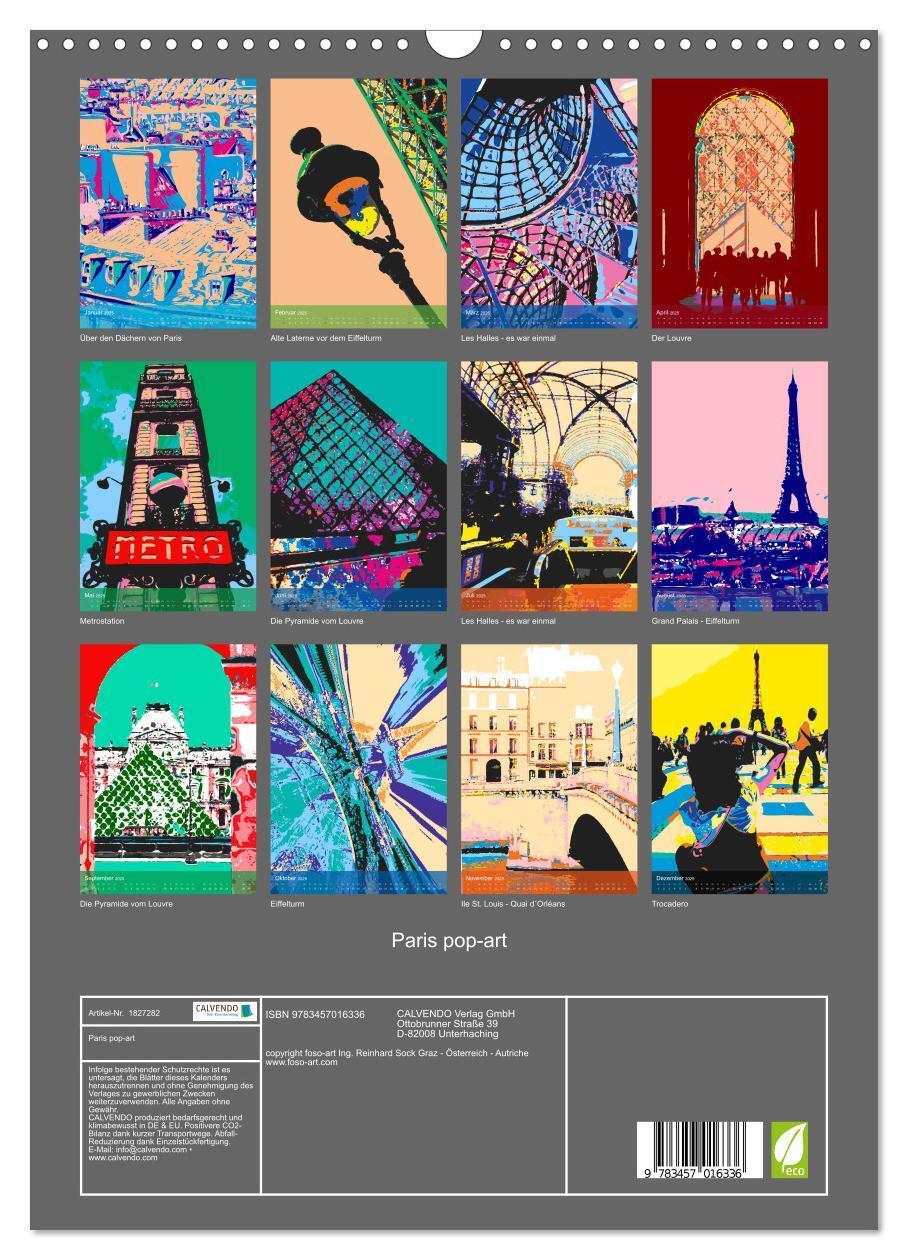 Bild: 9783457016336 | Paris pop-art (Wandkalender 2025 DIN A3 hoch), CALVENDO Monatskalender