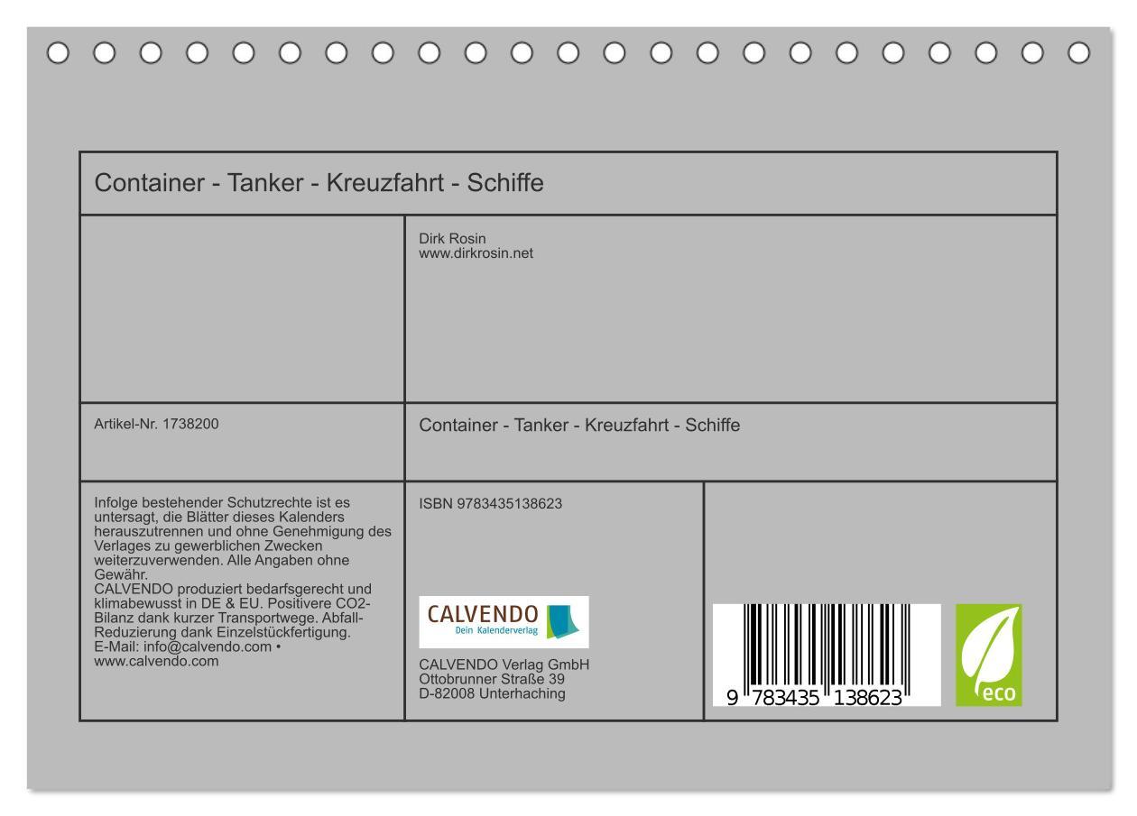 Bild: 9783435138623 | Container - Tanker - Kreuzfahrt - Schiffe (Tischkalender 2025 DIN...
