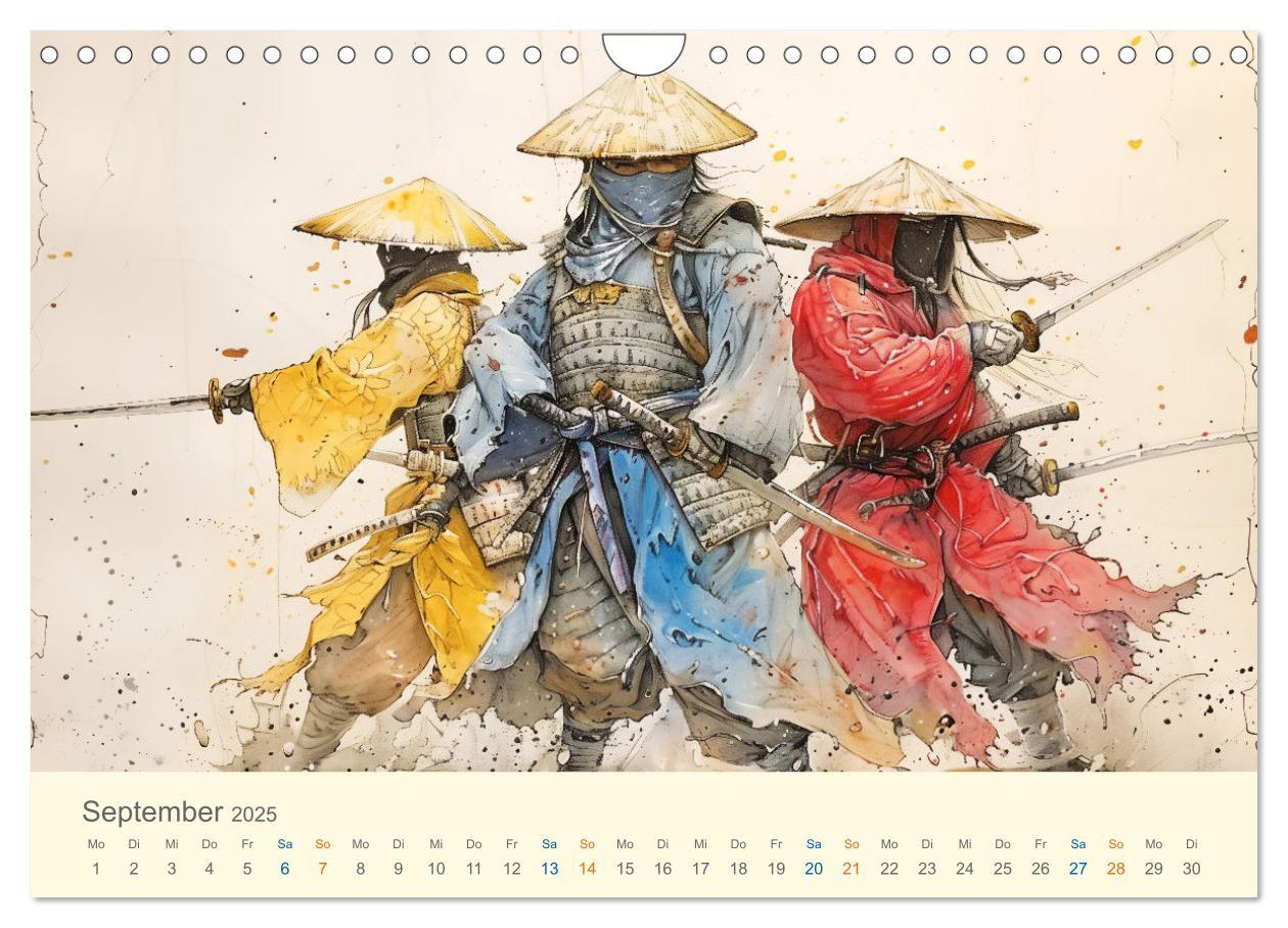 Bild: 9783457129890 | Samurai - whimsical inked style (Wandkalender 2025 DIN A4 quer),...