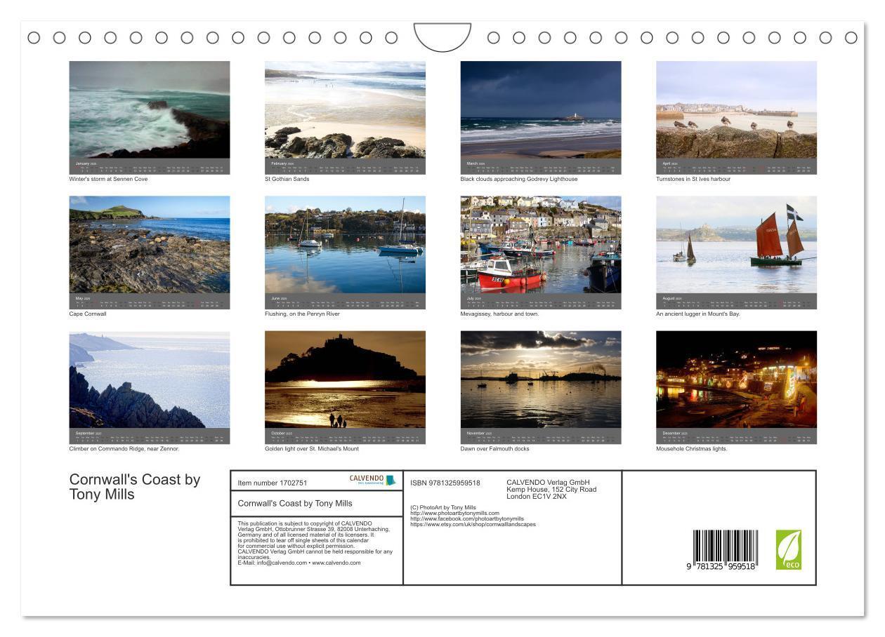 Bild: 9781325959518 | Cornwall's Coast by Tony Mills (Wall Calendar 2025 DIN A4...