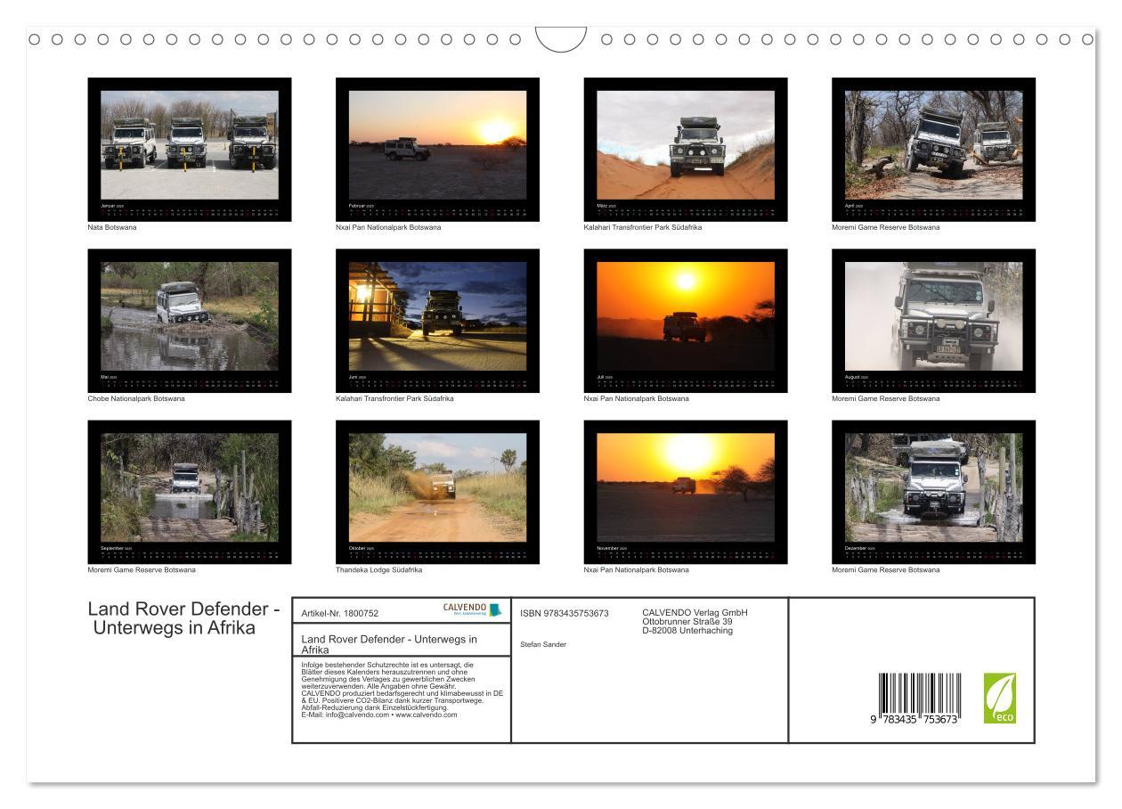 Bild: 9783435753673 | Land Rover Defender - Unterwegs in Afrika (Wandkalender 2025 DIN A3...