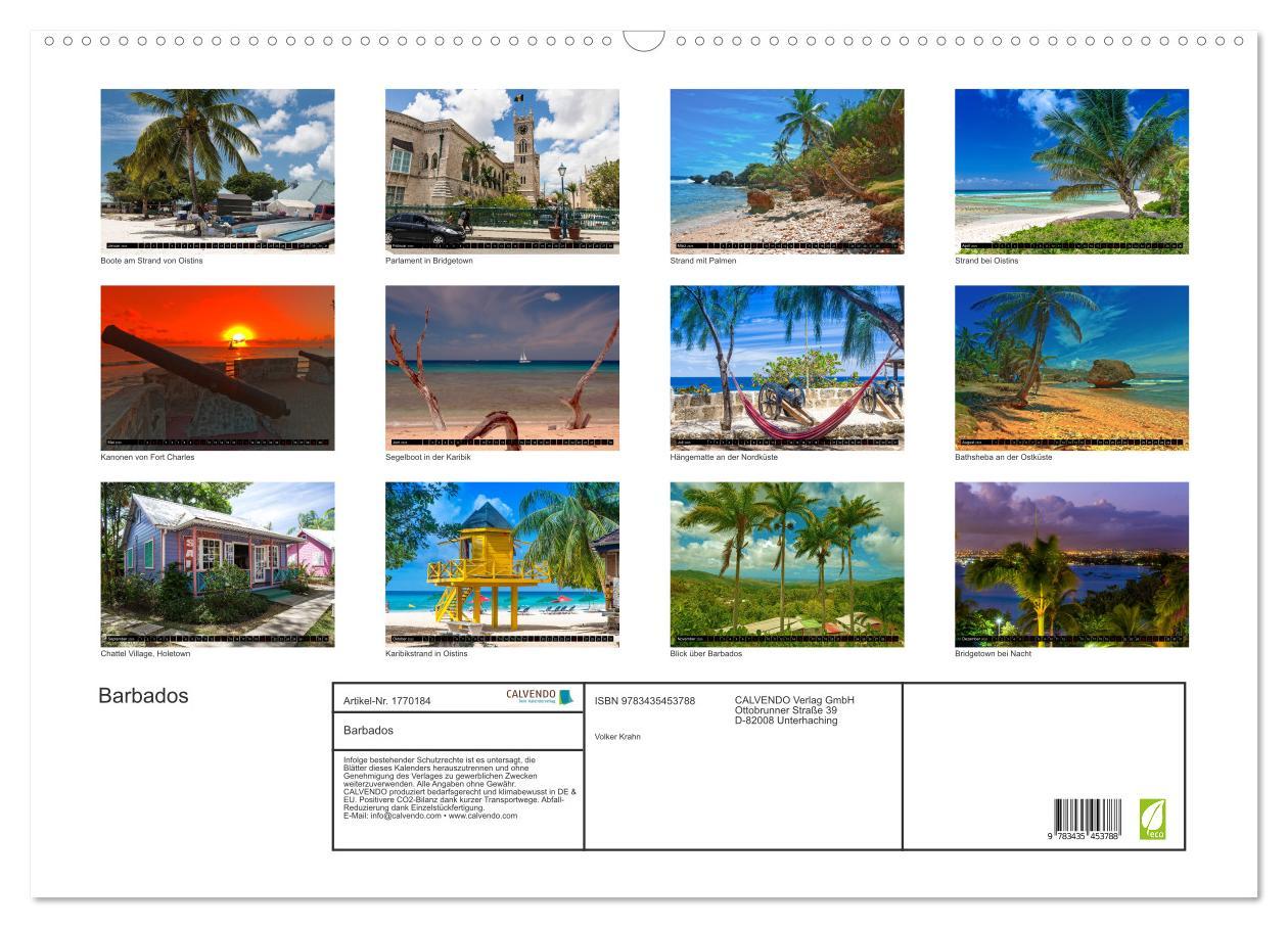 Bild: 9783435453788 | Barbados (Wandkalender 2025 DIN A2 quer), CALVENDO Monatskalender