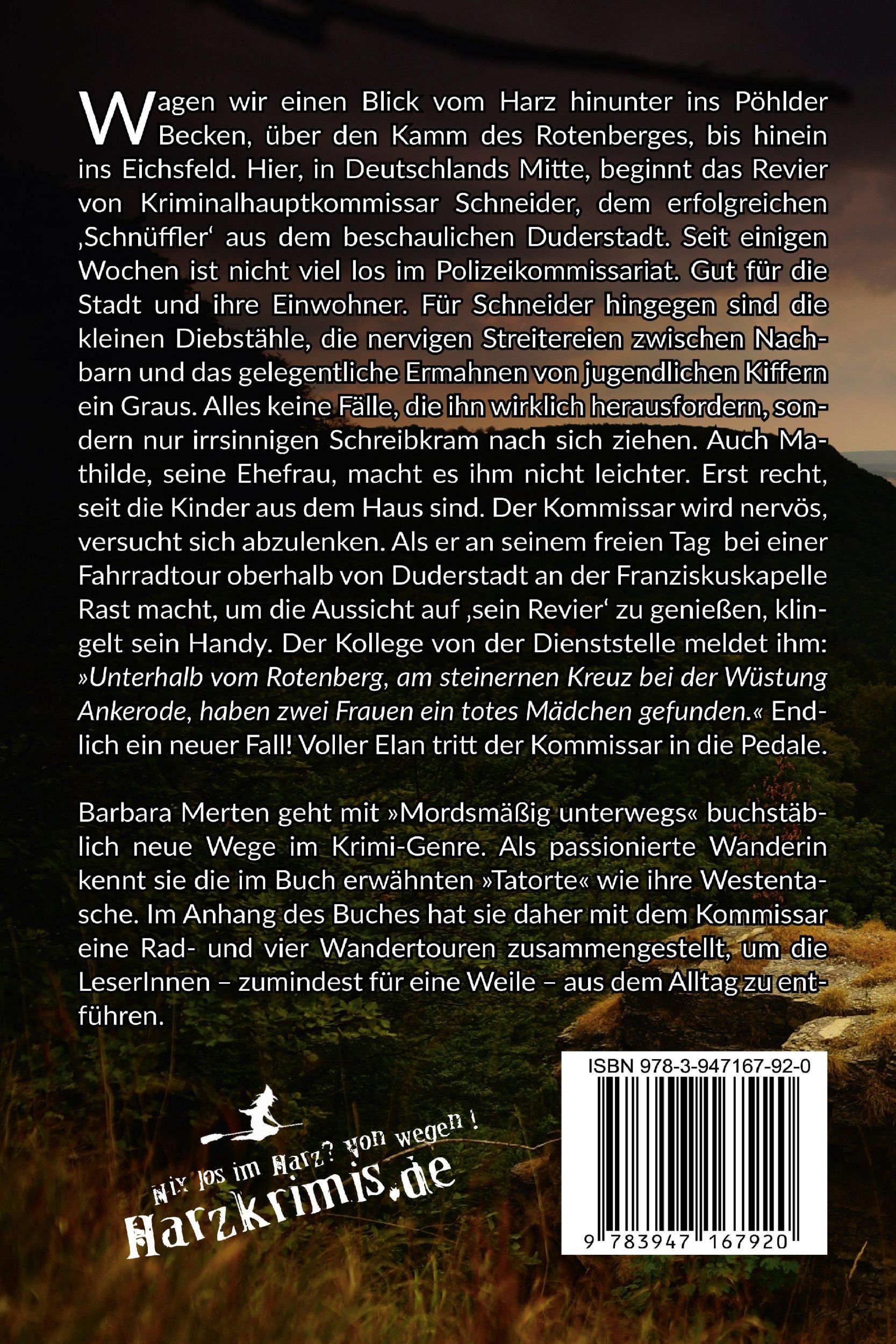 Rückseite: 9783947167920 | Mordsmäßig unterwegs | Barbara Merten | Taschenbuch | 176 S. | Deutsch