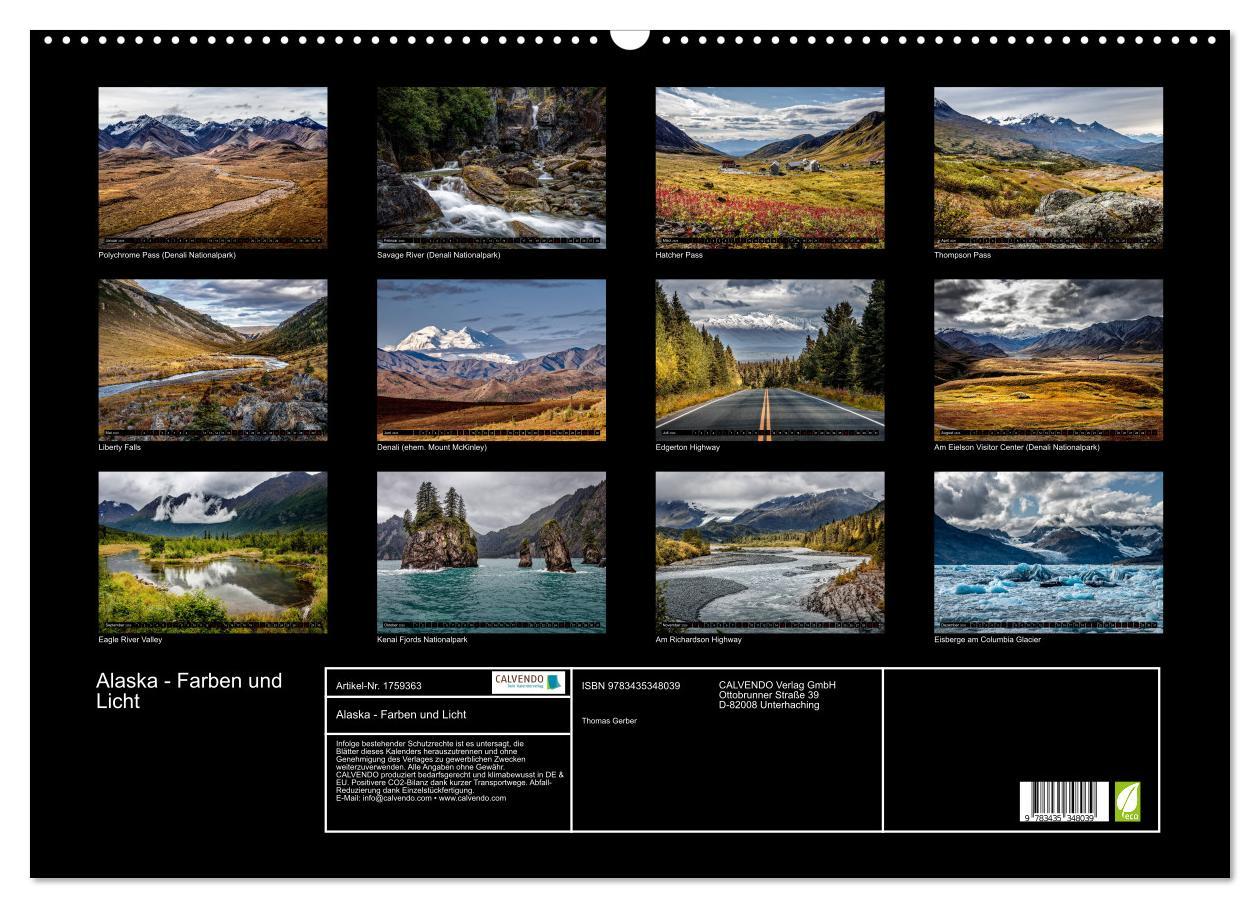 Bild: 9783435348039 | Alaska - Farben und Licht (Wandkalender 2025 DIN A2 quer), CALVENDO...