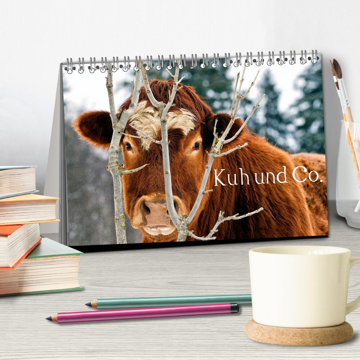 Bild: 9783435628131 | Kuh und Co. (Tischkalender 2025 DIN A5 quer), CALVENDO Monatskalender