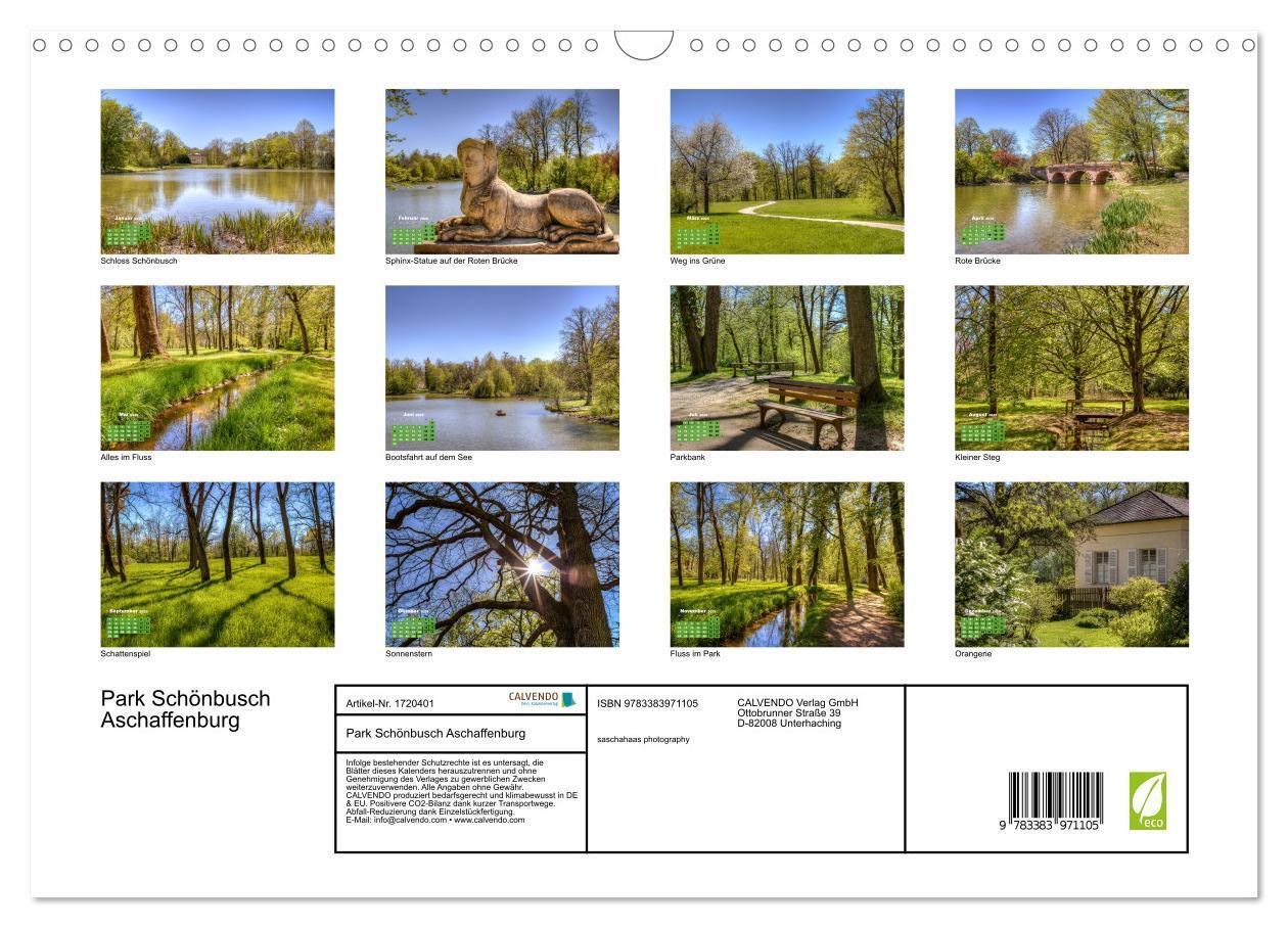 Bild: 9783383971105 | Park Schönbusch Aschaffenburg (Wandkalender 2025 DIN A3 quer),...