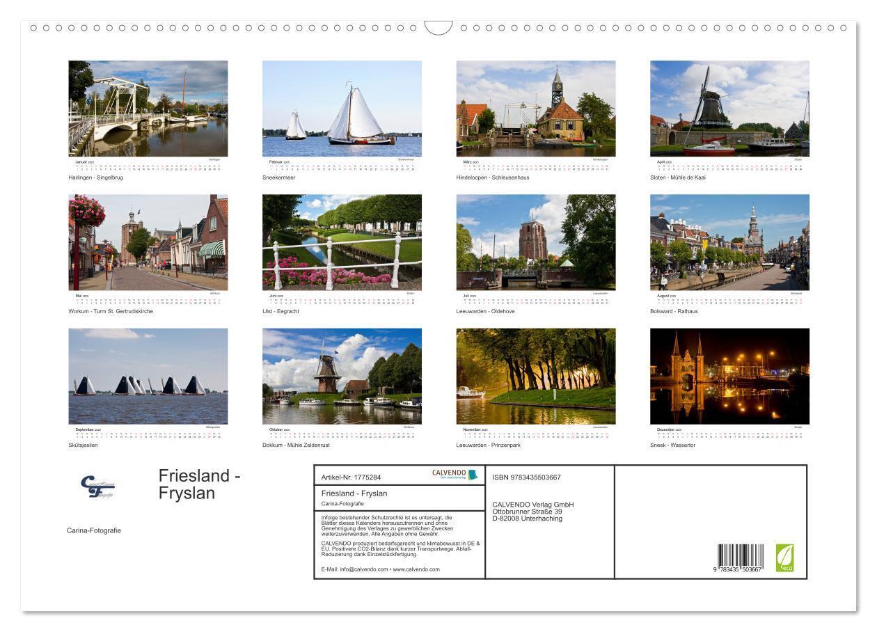 Bild: 9783435503667 | Friesland - Fryslan (Wandkalender 2025 DIN A2 quer), CALVENDO...