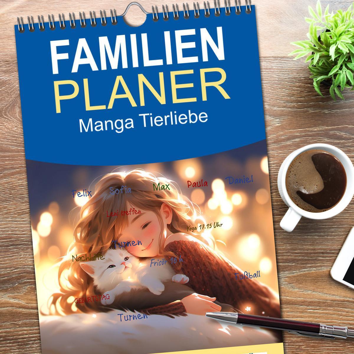 Bild: 9783457092835 | Familienplaner 2025 - Manga Tierliebe mit 5 Spalten (Wandkalender,...