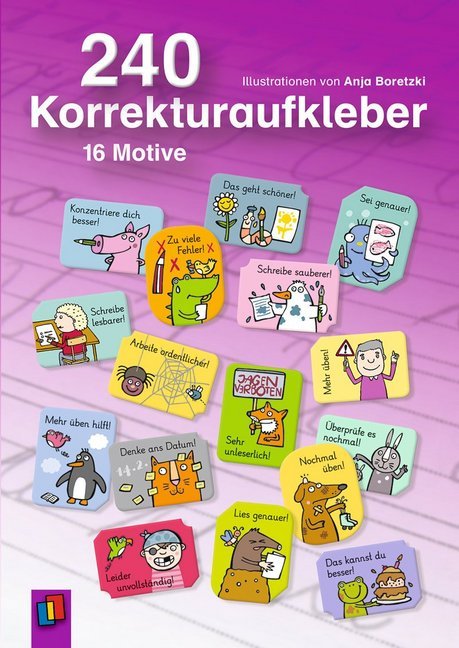 Cover: 4260217050809 | 240 Korrekturaufkleber | 16 Motive. Stickerbuch | Anja Boretzki | 8 S.