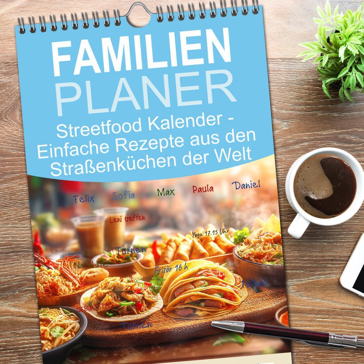 Bild: 9783457221778 | Familienplaner 2025 - Streetfood Kalender - Einfache Rezepte aus...