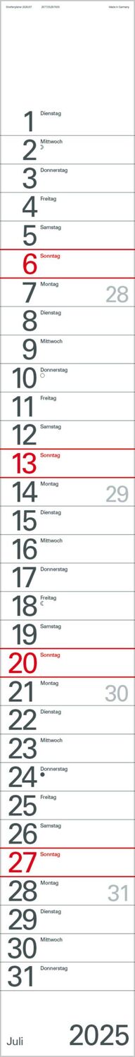 Bild: 9783731879558 | Streifenplaner Blau 2025 | Verlag Korsch | Kalender | 12 S. | Deutsch