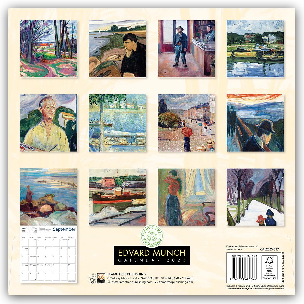 Rückseite: 9781835620366 | Edvard Munch 2025 | Original Flame Tree Publishing-Kalender [Kalender]