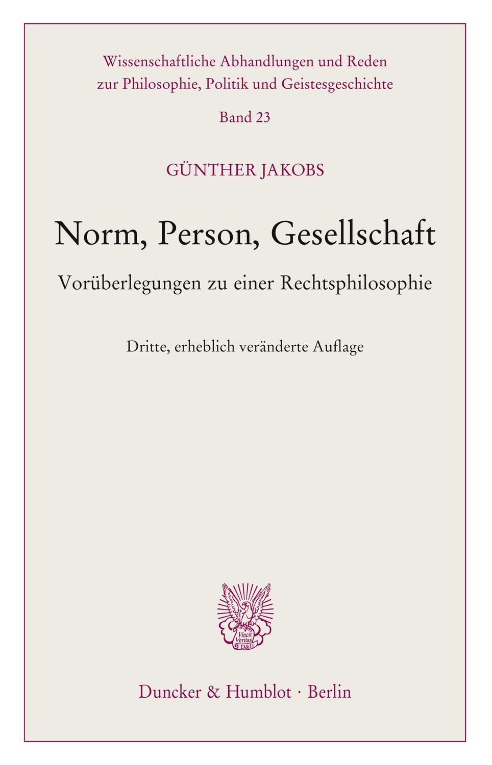 Cover: 9783428126750 | Norm, Person, Gesellschaft. | Günther Jakobs | Taschenbuch | Paperback